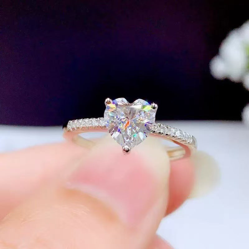 Multi-Color Heart Cut Diamond Open Ring Set (Sweet-Cool Girl Dopamine Style)