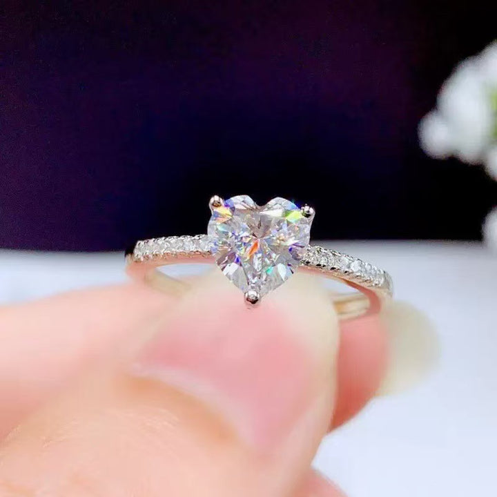 Multi-Color Heart Cut Diamond Open Ring Set (Sweet-Cool Girl Dopamine Style)
