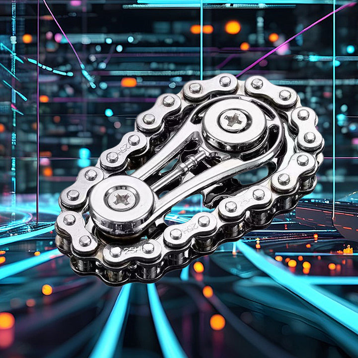 Gear Chain Metal Fidget Spinner (Stress-Relief High-Tech Creative Finger Toy)