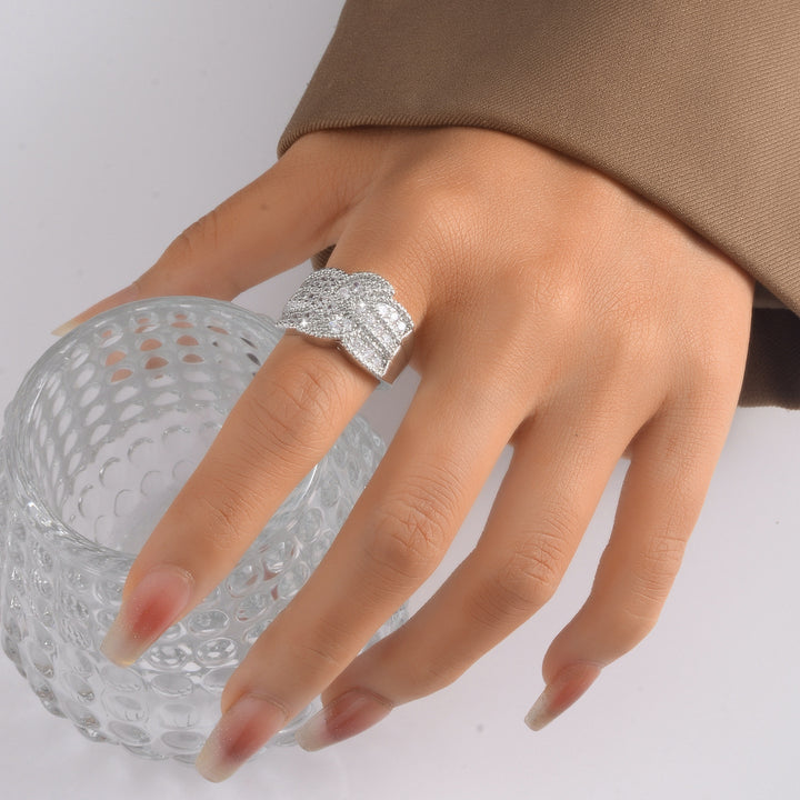 Full Diamond Braided Wide Ring (Cool Luxury Personalized Style)