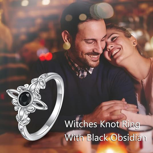S925 Sterling Silver Black Agate Filigree Ring (Light Ancient Style Light Luxury Style)