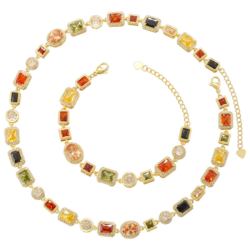 Elegant Square Zircon Choker Necklace – Luxury Shiny Collar