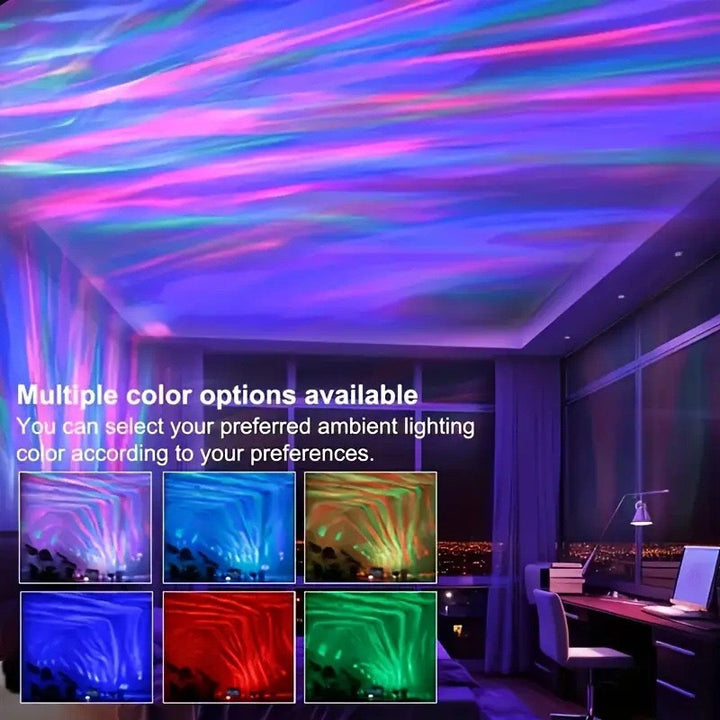Aurora Water Wave Star Projector Light, USB Remote Control Dynamic Ocean Mood Night Lamp for Bedroom