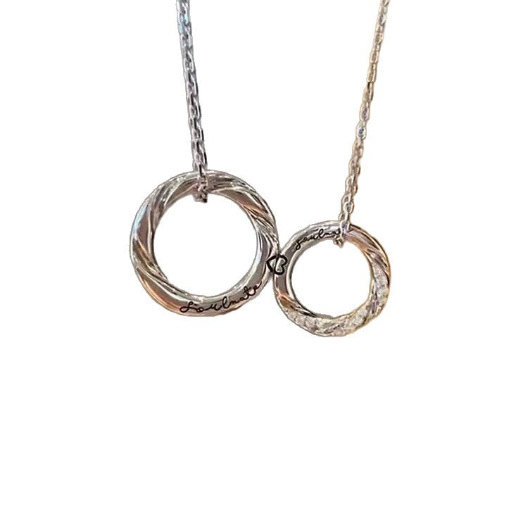 999 Silver Mobius Heart Magnetic Couple Necklace Set