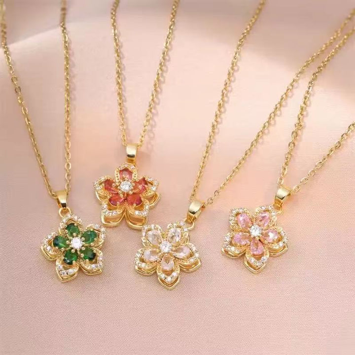 Anxiety-Relief Spinning Flower Necklace (Light Luxury Niche Healing Necklace)