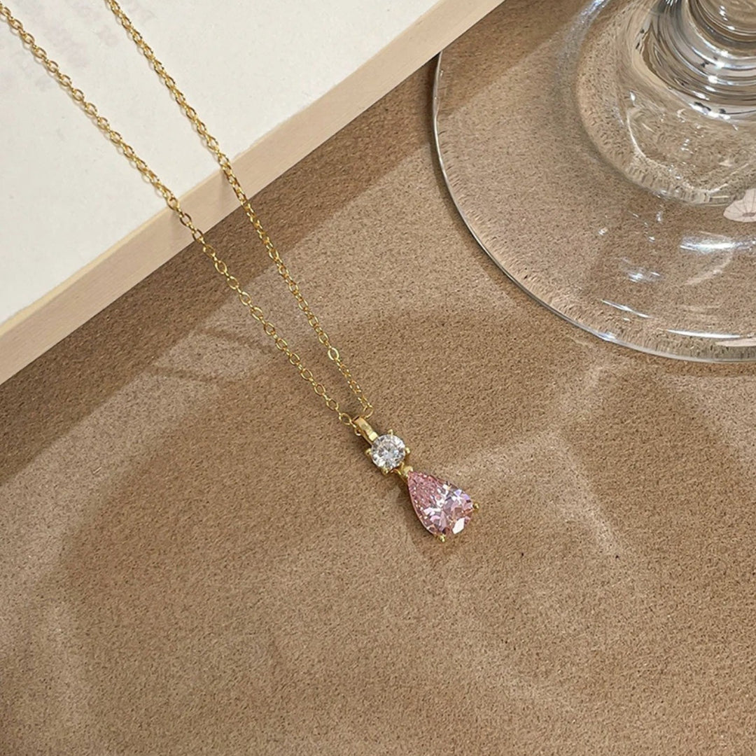 Teardrop Main Diamond Double-Layer Pendant Necklace (Light Luxury Elegant Style Series)