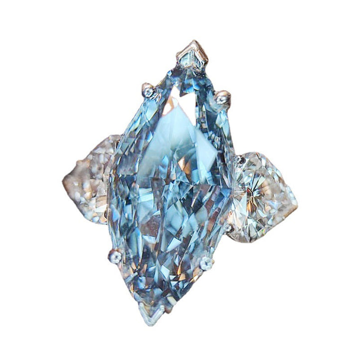 Topaz Blue Marquise Heart Zircon Fashion Ring