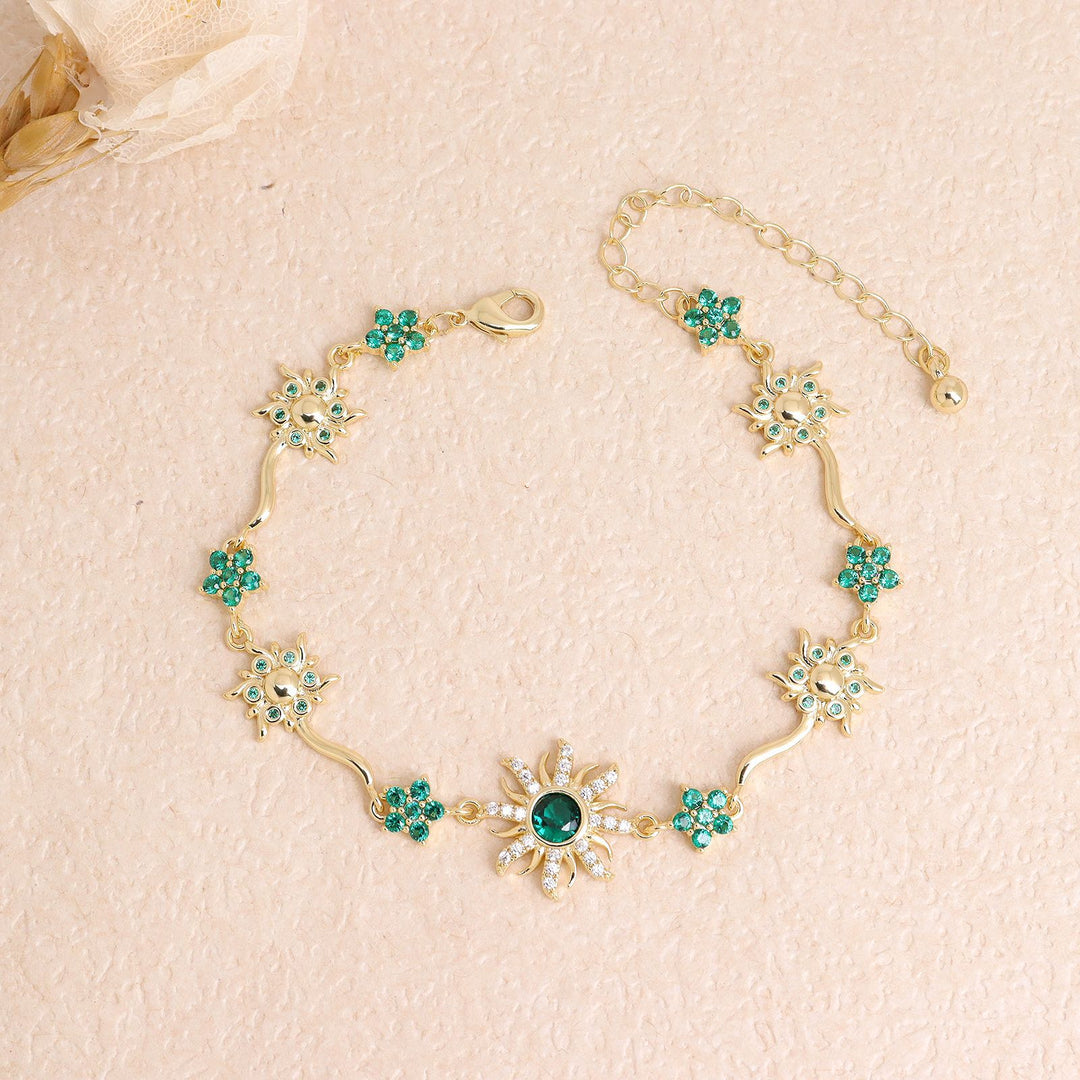 Elegant Gold-Plated Purple Sunflower Bracelet for Women
