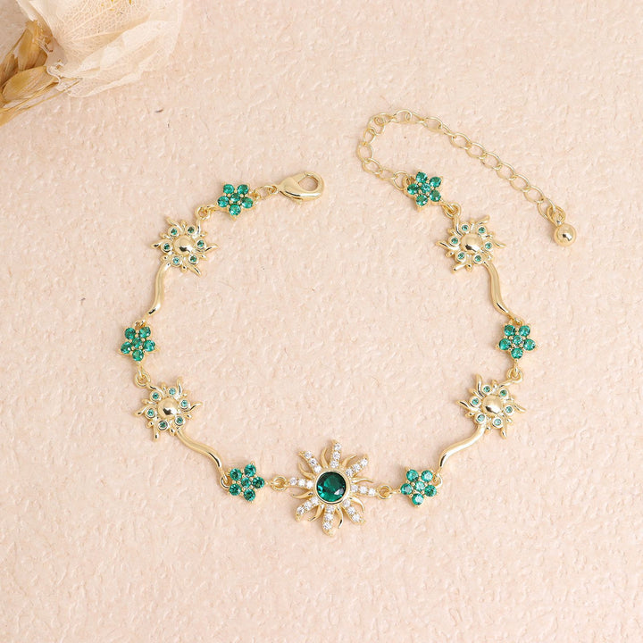 Elegant Gold-Plated Purple Sunflower Bracelet for Women