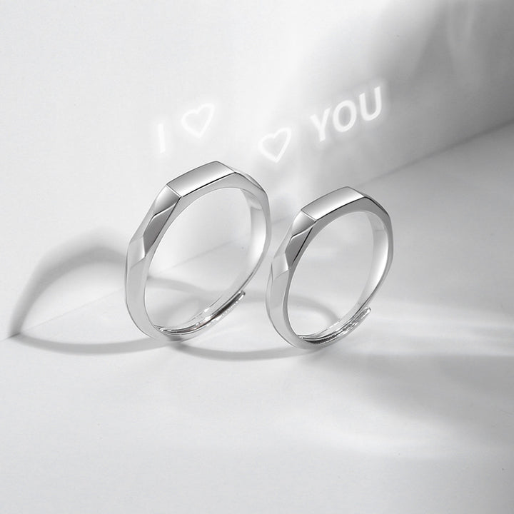 925 Sterling Silver “In the Name of Light” Projection Couple Rings