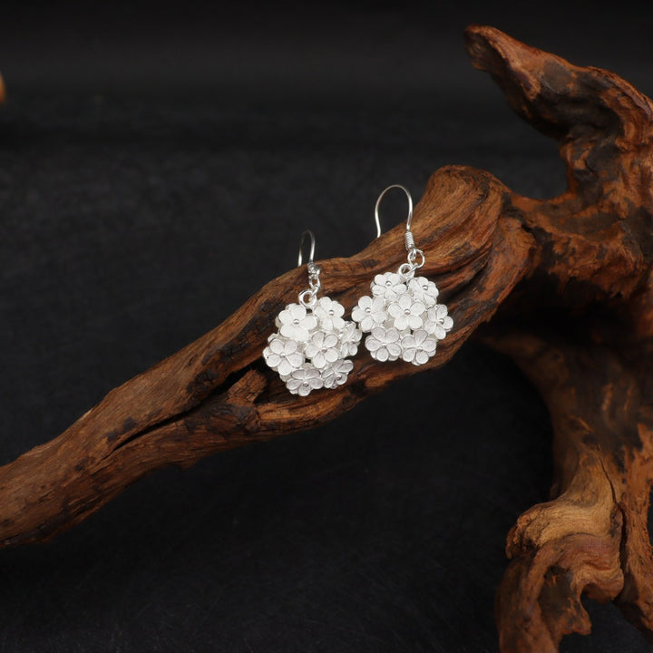 Elegant Retro S925 Sterling Silver Plum Blossom Earrings for Women