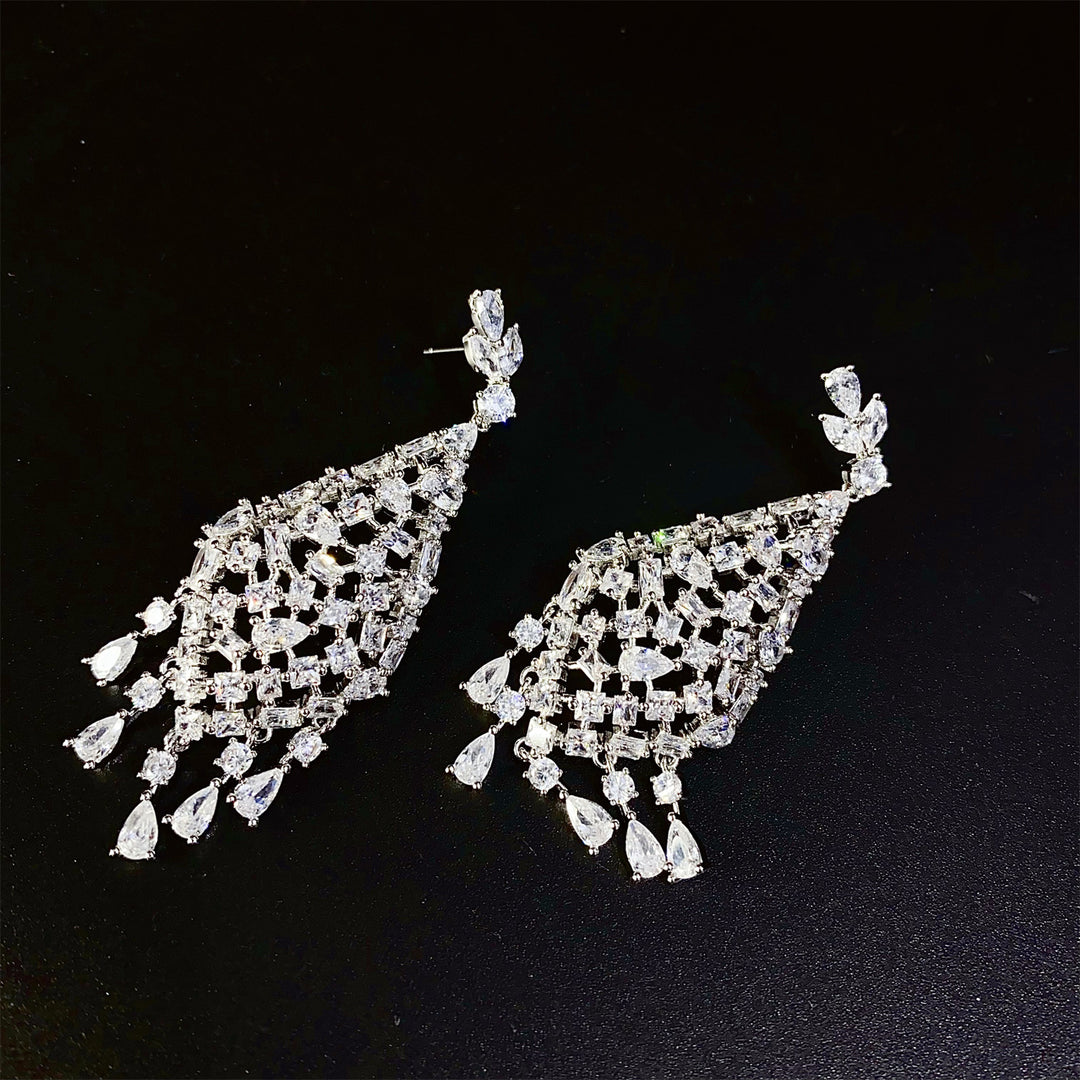 925 Sterling Silver Cubic Zirconia Bridal Micro-Pavé Earrings