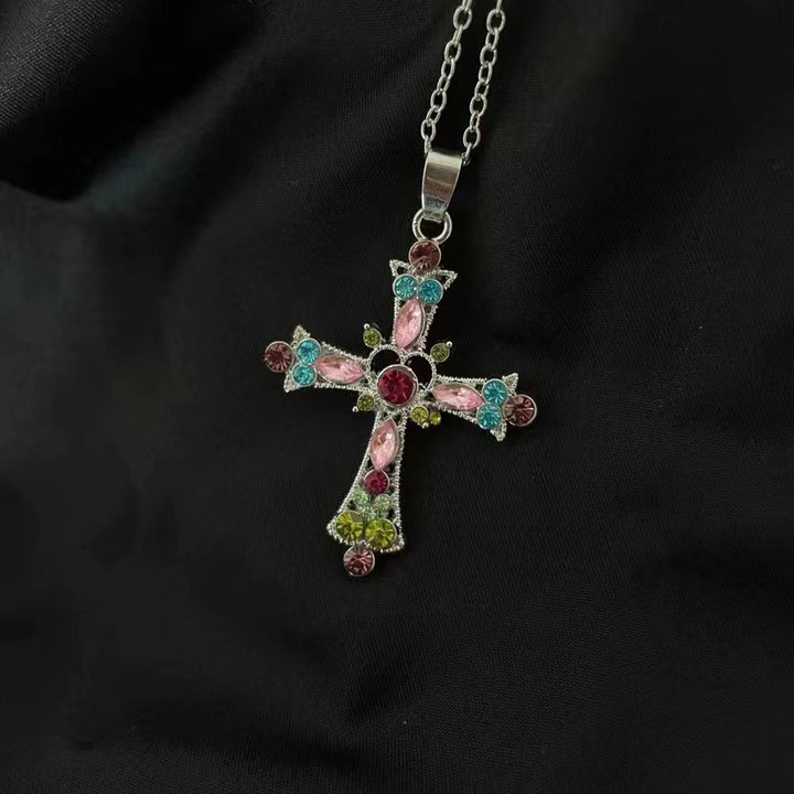 Gothic Style Crystal Cross Necklace for Women