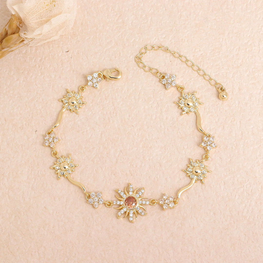 Elegant Gold-Plated Purple Sunflower Bracelet for Women