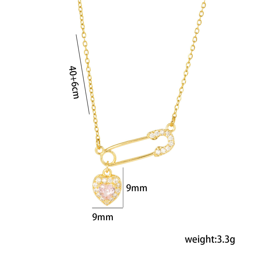 Safety Pin & Heart Diamond Choker (Sweet-Cool Girl Vibe Style)