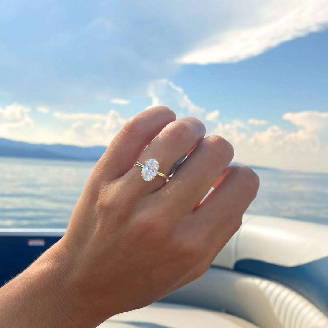 Minimalist INS-Style Cubic Zirconia Ring – Handmade Ultra-Sparkle Diamond-Inspired Design