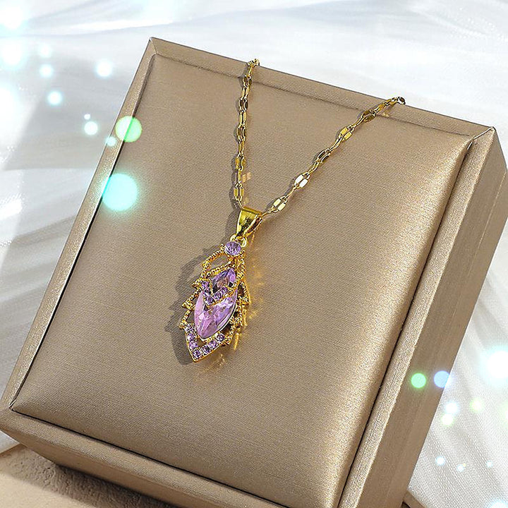 Leaf of Fortune Zircon-Embedded Necklace Set for Women