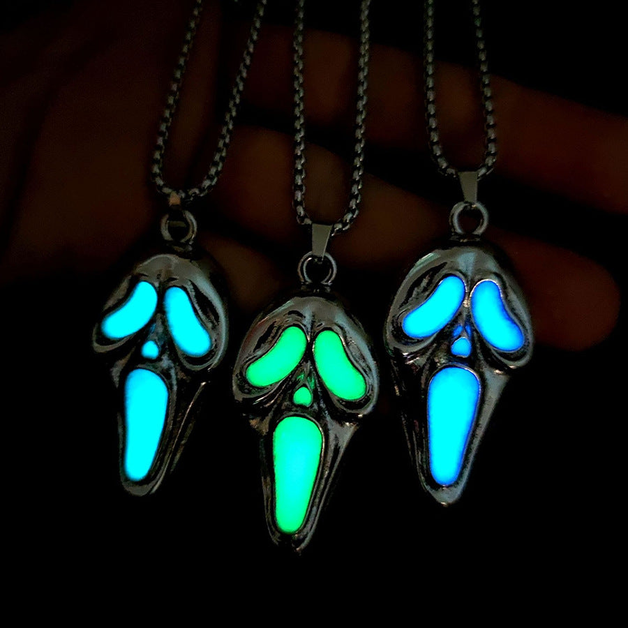 Colorful Glow-in-the-Dark Skull Pendant Necklace