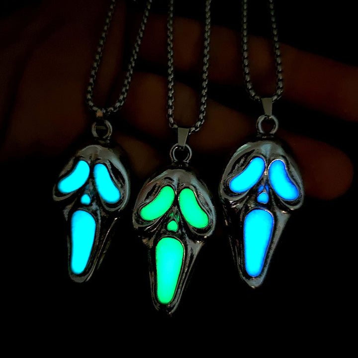 Colorful Glow-in-the-Dark Skull Pendant Necklace