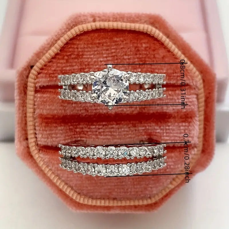 Full Diamond Layered Couple Rings (Luxury Glamorous Multi-Color Style)