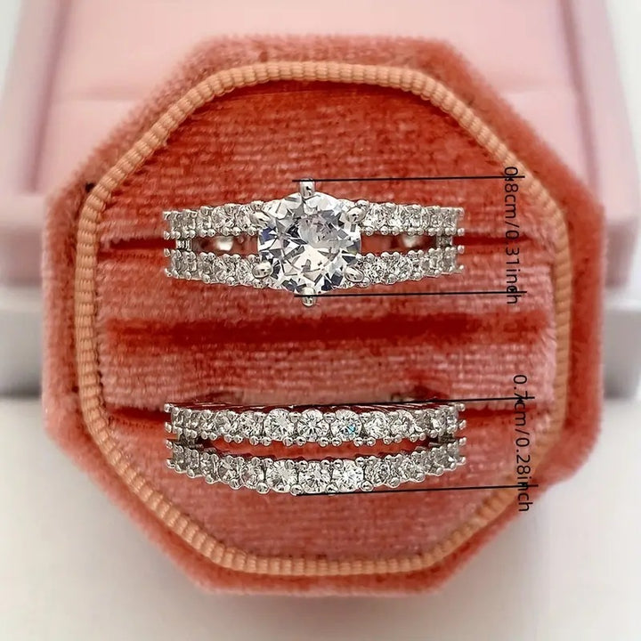 Full Diamond Layered Couple Rings (Luxury Glamorous Multi-Color Style)