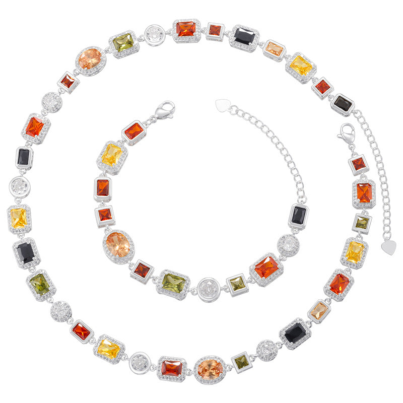 Elegant Square Zircon Choker Necklace – Luxury Shiny Collar