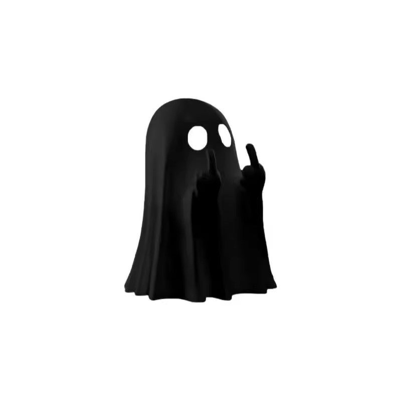 Funny Ghost Figurine with Middle Finger – Creative Desk Décor