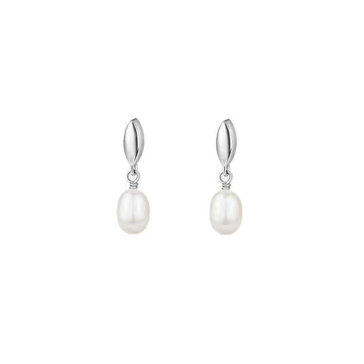 Double Teardrop Pearl Long Drop Earrings, Gold & Silver Minimalist Commuter Dainty Earrings