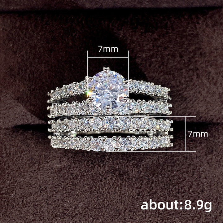 Full Diamond Layered Couple Rings (Luxury Glamorous Multi-Color Style)