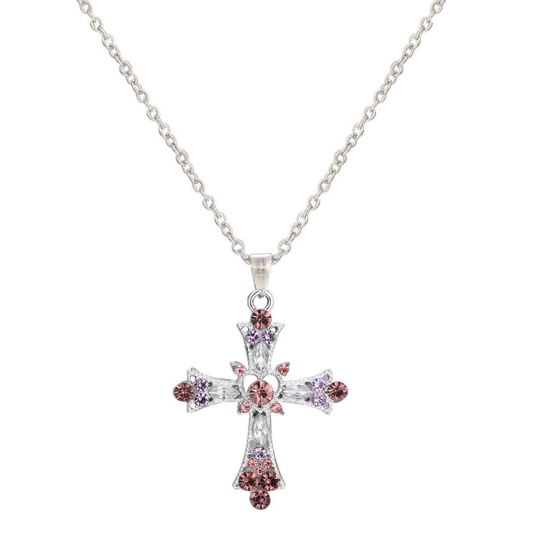 Gothic Style Crystal Cross Necklace for Women