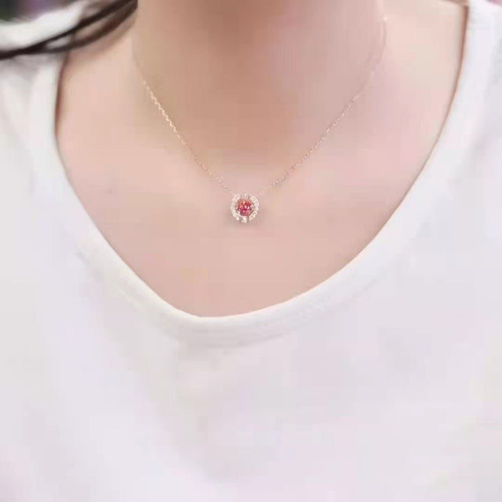 Circle Halo Colored Gem Necklace (Women's Luxury Elegant Style)