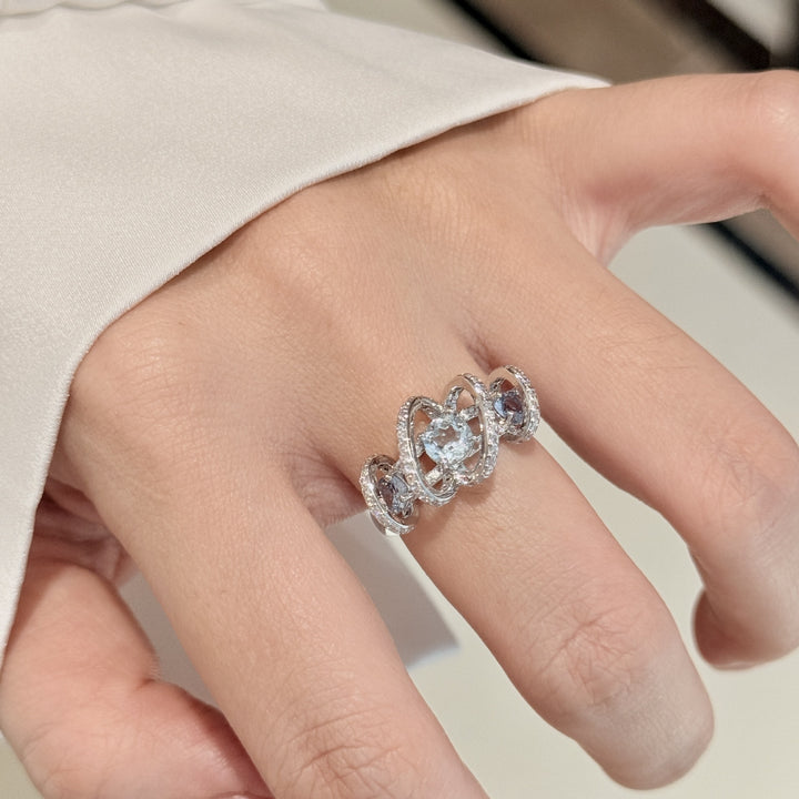 Rotatable Multi‑Band Heart‑Cut Diamond Women’s Ring