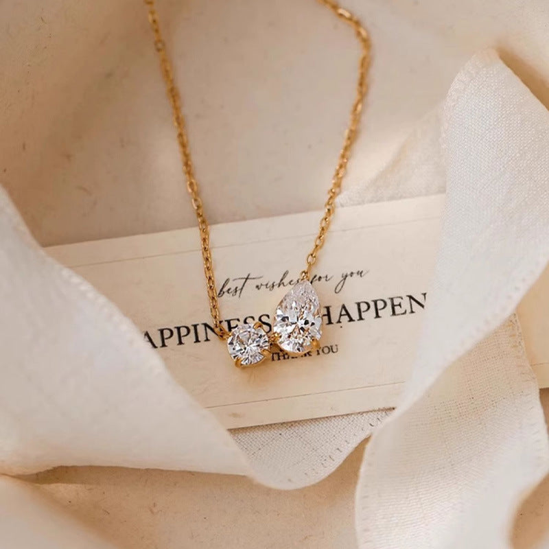 Two-Stone Heart Choker (Light Luxury Minimalist Confession Style)