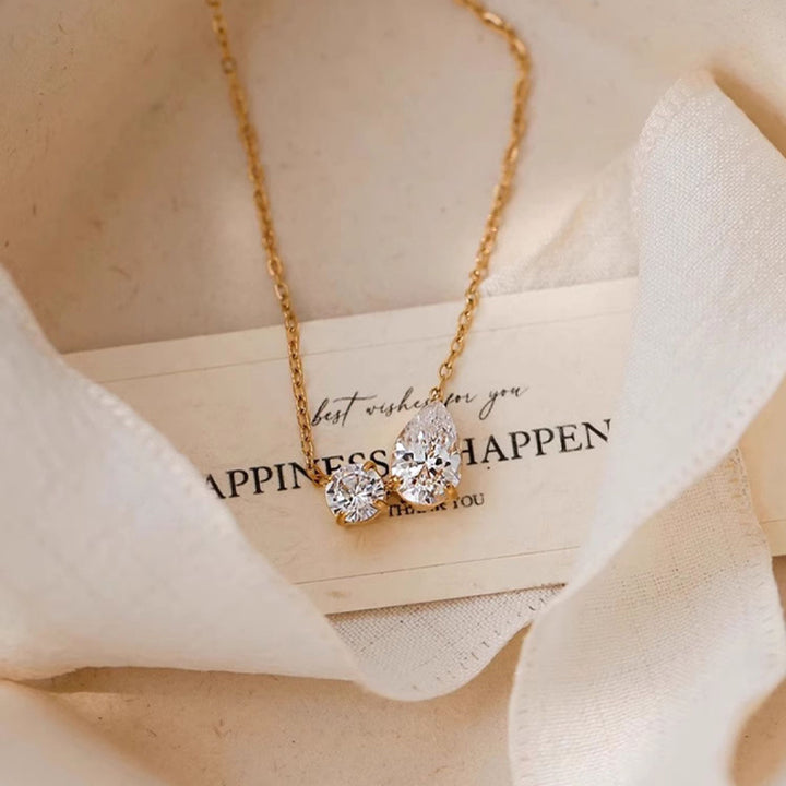 Two-Stone Heart Choker (Light Luxury Minimalist Confession Style)