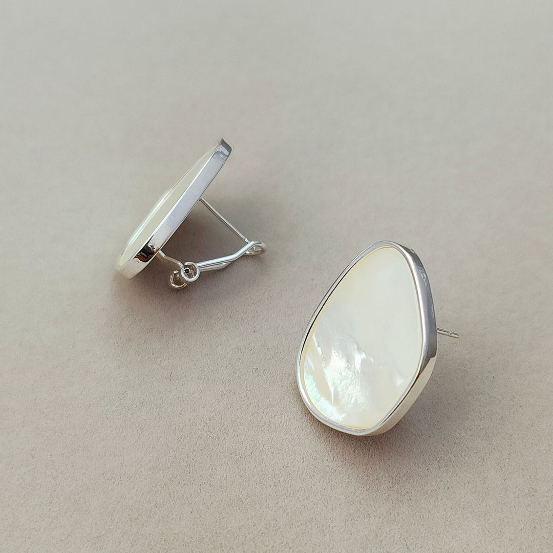 Irregular Geometric White Shell Earrings