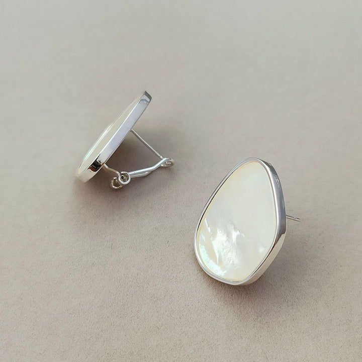 Irregular Geometric White Shell Earrings
