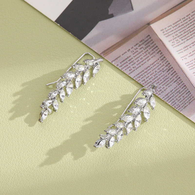 Wheat Ear Pavé Ear Climbers (Light Luxury Niche Design Earrings)