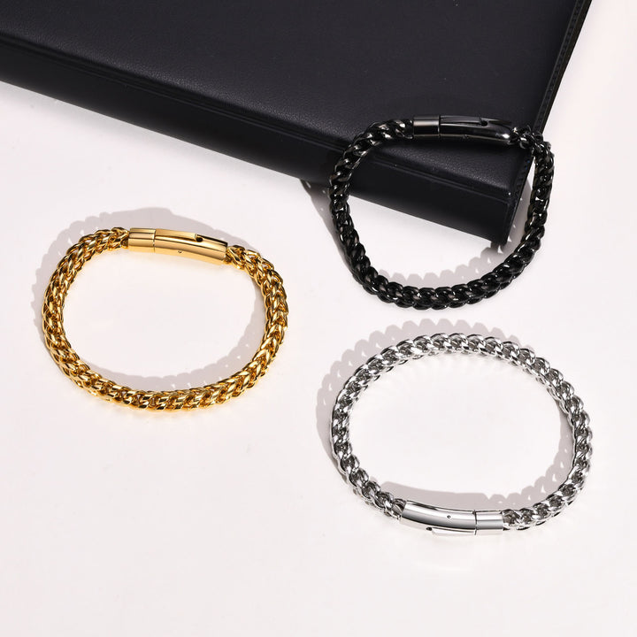 6mm Round-Polished Bold 18K Titanium Steel Bracelet (Multi-Color Men's Edgy Style)