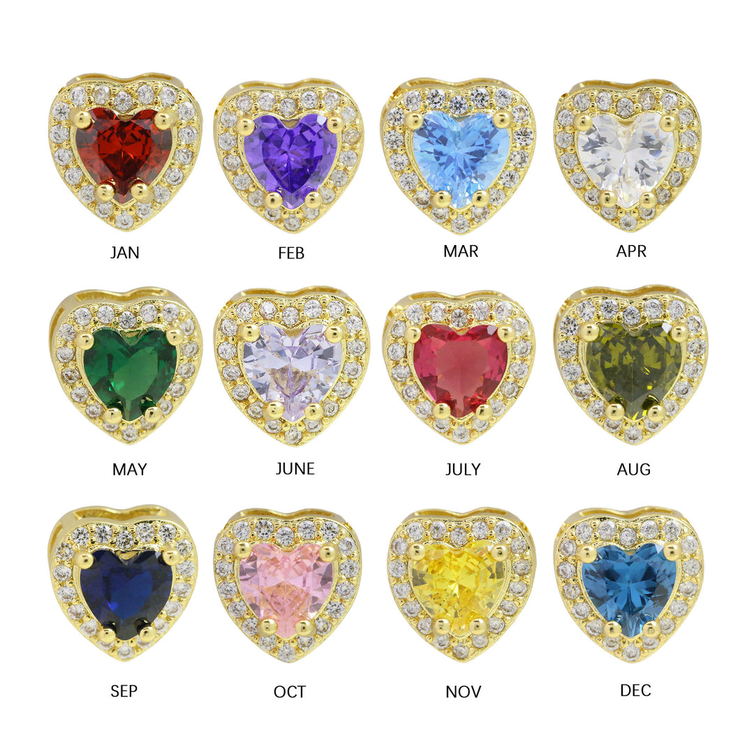 Heart-Shaped 12-Month Birthstone & Letter Pendant - Custom Name Love Necklace