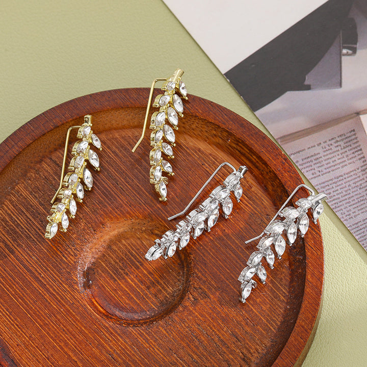 Wheat Ear Pavé Ear Climbers (Light Luxury Niche Design Earrings)