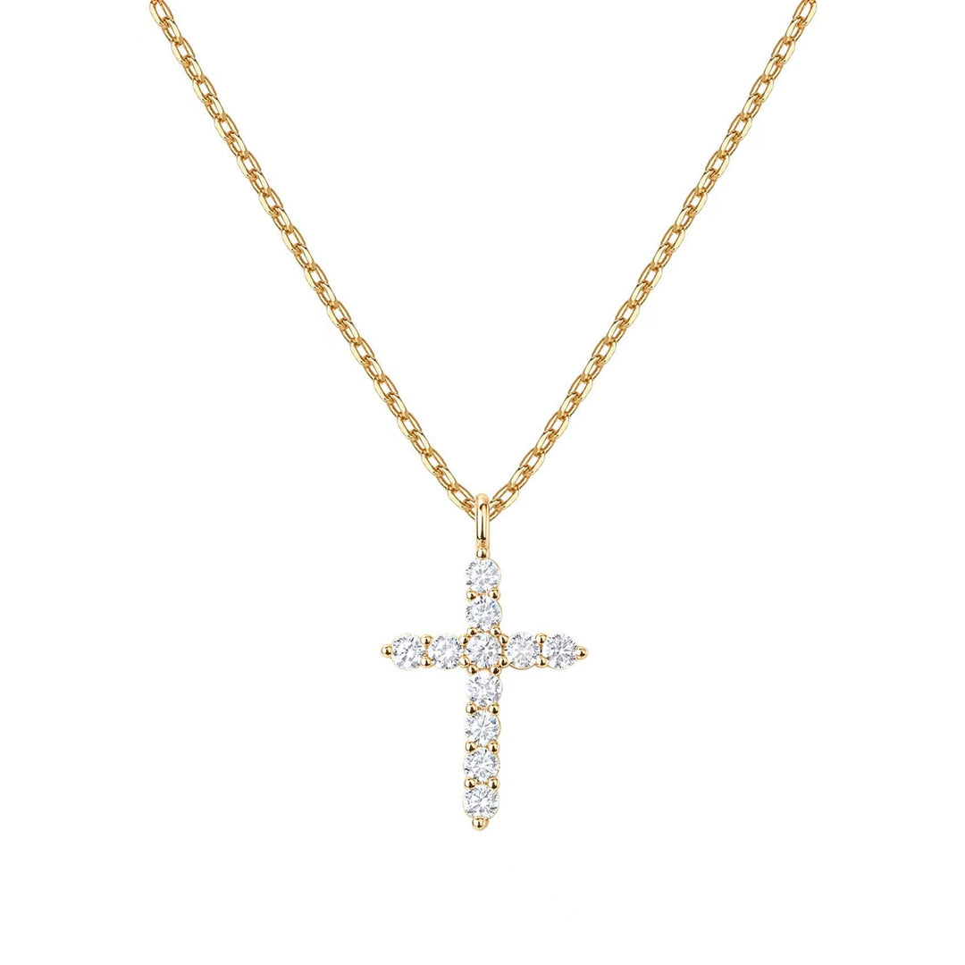 S925 Sterling Silver Full Diamond Cross Necklace – Hip-Hop Minimalist Unisex Design
