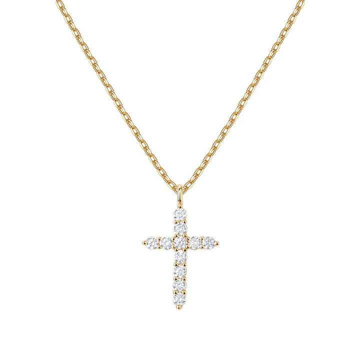 S925 Sterling Silver Full Diamond Cross Necklace – Hip-Hop Minimalist Unisex Design