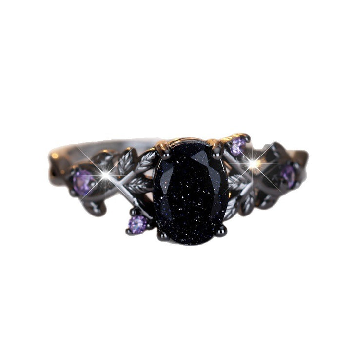 Gothic Black Galaxy Couple Rings – Celestial Love Matching Rings