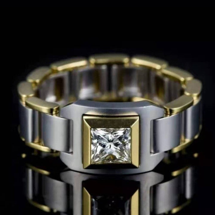 Luxury Watch‑Shaped Wide‑Band Men’s Gemstone Ring, Multiple‑Color Options