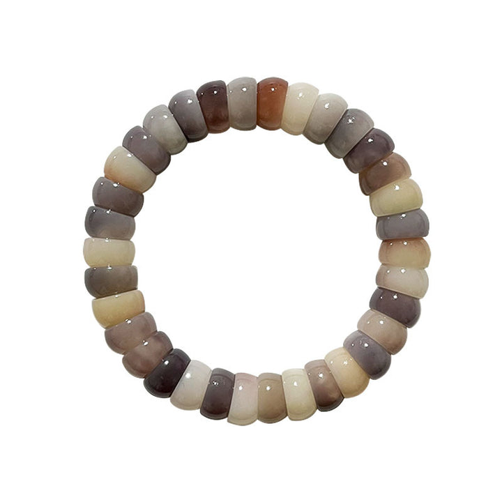 Multi-Gem Bodhi Bead Bracelet with Polished Bowl Beads and Flexible Single Loop Design