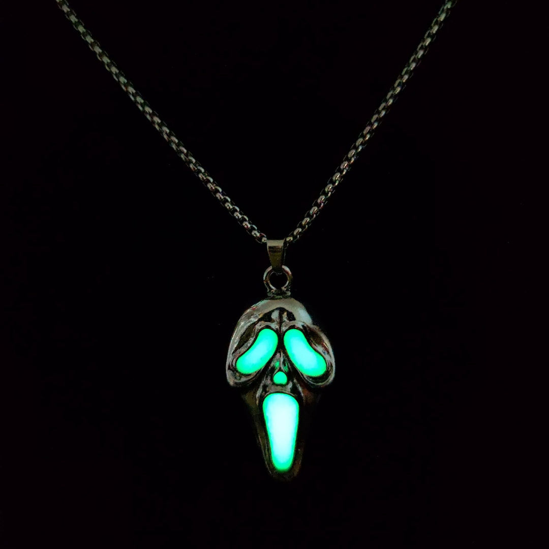 Colorful Glow-in-the-Dark Skull Pendant Necklace