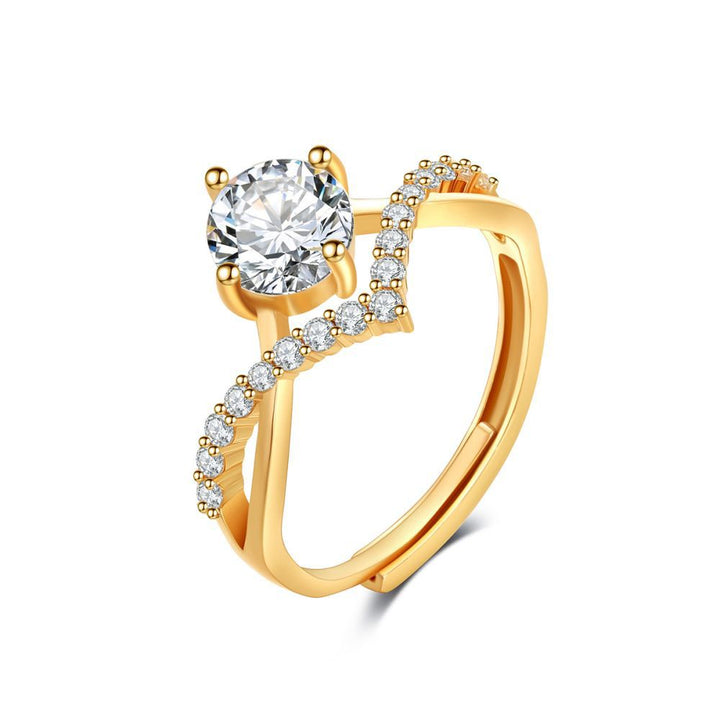 Crown of Love Couple Rings (Four-Prong 1-Carat Diamond Open Wedding Rings)