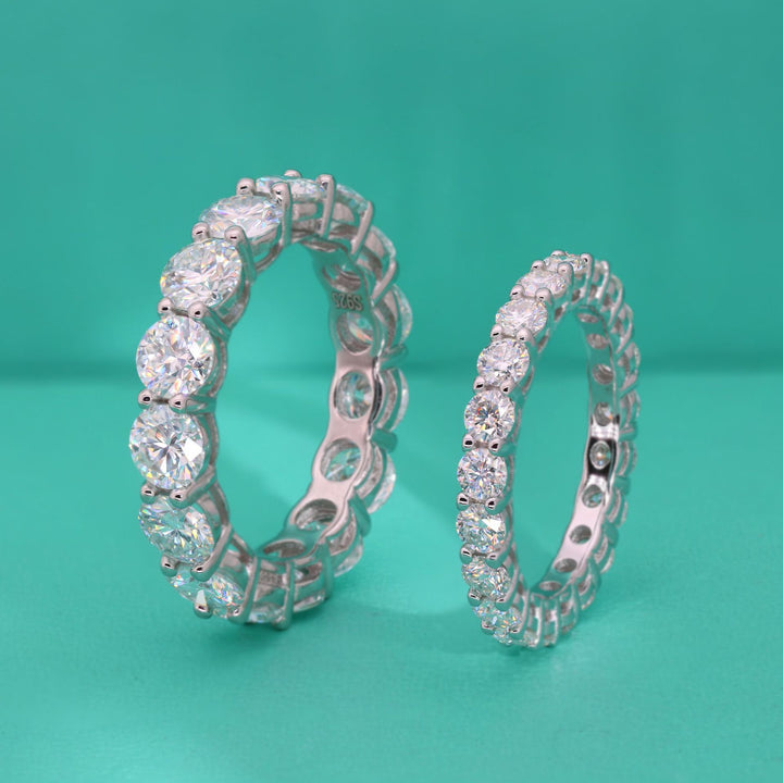 S925 Sterling Silver Full Eternity Moissanite Ring with Platinum Plating
