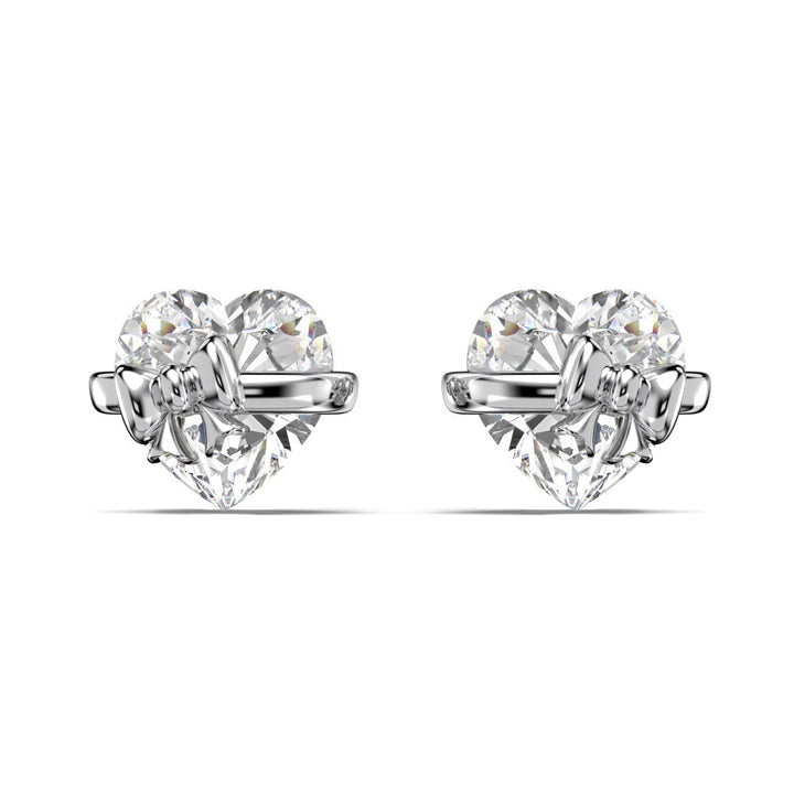 Heart Diamond Bow Jewelry Set (Earrings, Necklace, Ring Delicate Luxury Accessories)