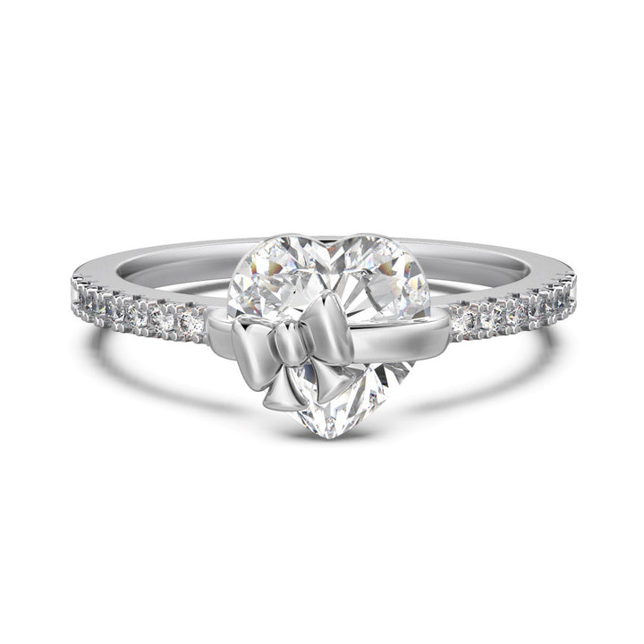 Elegant S925 Sterling Silver Heart & Bow Stud Earrings